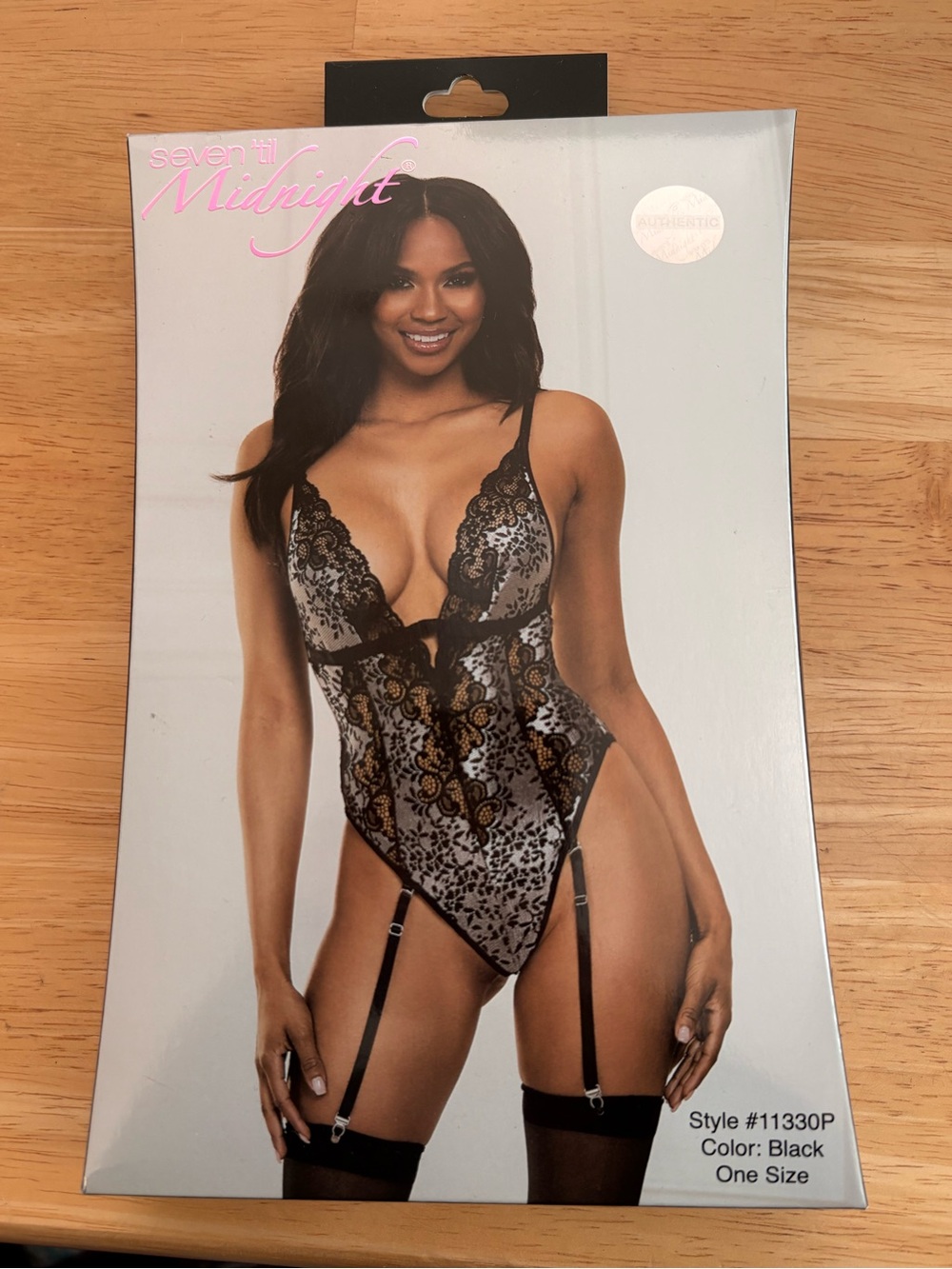 Seven 'til Midnight Black Lace Garter Teddy